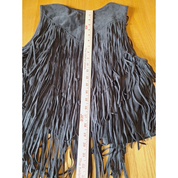 NWT Abercrombie Faux Suede Leather Fringe Vest Hippie Boho Festival Western Larg - Picture 8 of 9